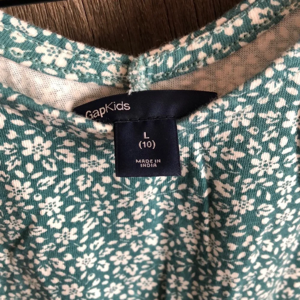 Gap Green Floral Babydoll Dress Large 10 Girls